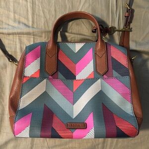 Fossil Sydney Satchel Geometric Multicolor Crossbody or Top Handle